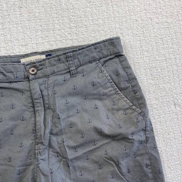 Hudson And Barrow NYC Shorts Mens 34 Grey Chino Golf Golfer Beach Ankers AOP Rea - Picture 3 of 16